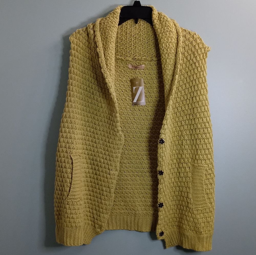 Comme USA Green Button Cardigan Vest Soft Cozy